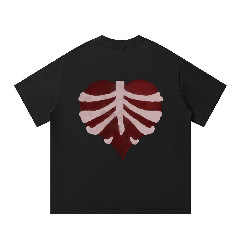 Velor Ribcage Heart Oversized Fit T-shirt